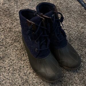 Sperry Navy and green Lace-Up duck Boots
